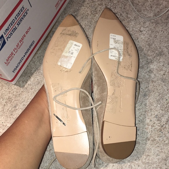 GIANVITO ROSSI TAN SUEDE EUC ANKLE TIE UP BALLET FLATS SIZE 40 - Picture 7 of 10